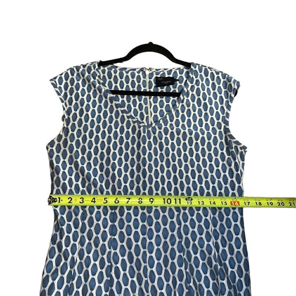 JUST…TAYLOR Blue & White Fit Flare Dress Size 14 - Picture 8 of 9